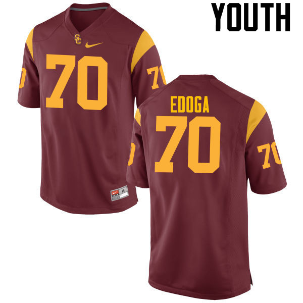 Youth #70 Chuma Edoga USC Trojans College Football Jerseys-Cardinal